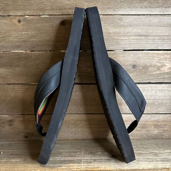 Womens Flojos Bandera Rasta Black Comfort Foam Casual Beach Flip Flops Size 11 M - Picture 4 of 5